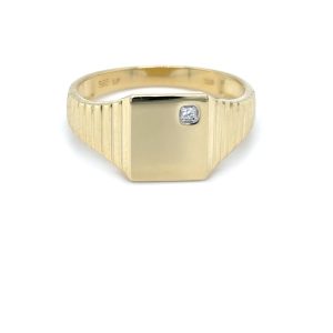 Gult gull herrering m/ 0,01ct W Si diamant