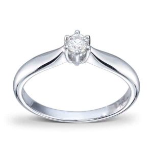 Hvitt gull enstens ring m/ diamant 0,15ct TW SI