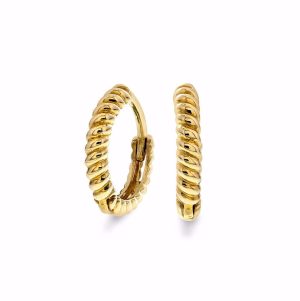 Øreringer i gull  tvunnet mønster