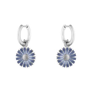 DAISY øreringer sølv m/ blå emalje 13mm