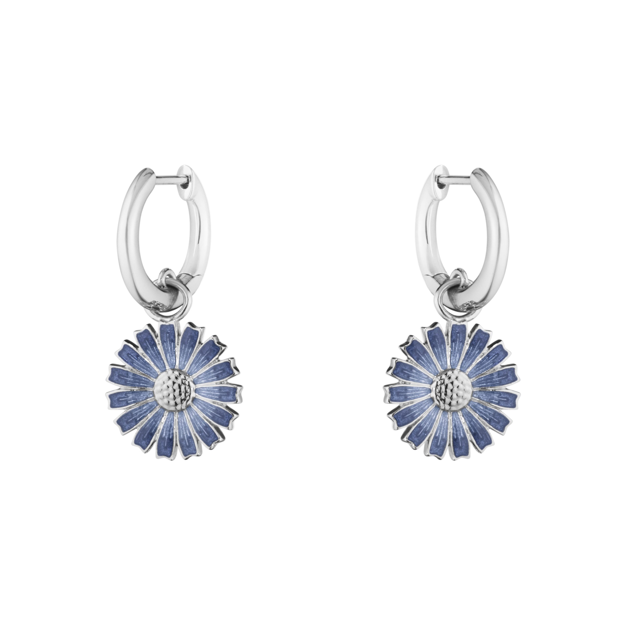 DAISY øreringer sølv m/ blå emalje 13mm