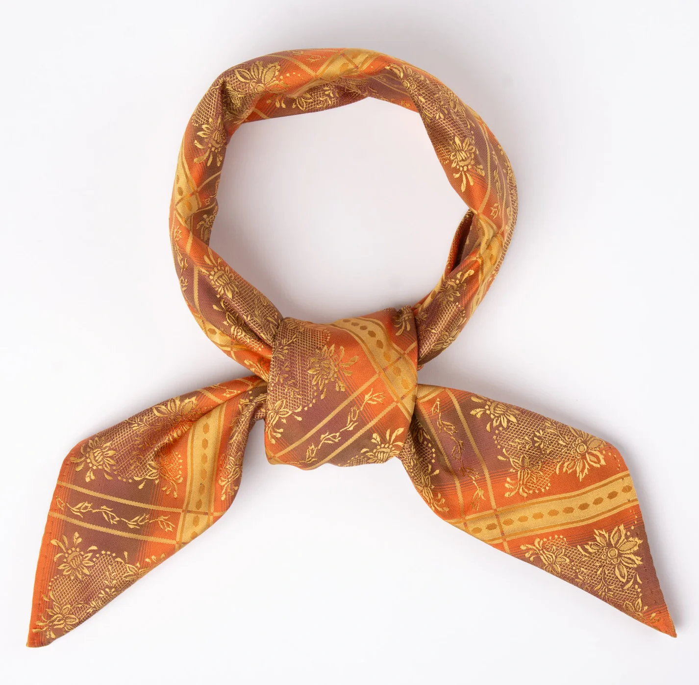 Maria silkeskjerf 75x75cm - Brun/Orange