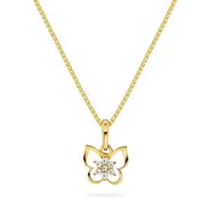 Smykke i gull med zirkonia sommerfugl
