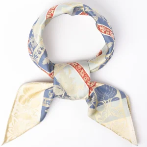 Mimmi silkeskjerf 70x70cm - Gul/Blå