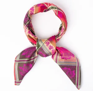 Eufemia silkeskjerf 70x70cm - Lilla-Rødt