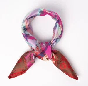 Gabriella Silkeskjerf  70x70cm - Lilla/Peach