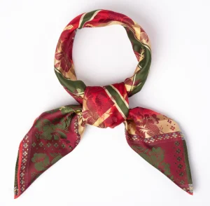 Gabriella Silkeskjerf 70x70cm - Rødt/Gult