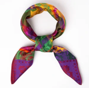 Gabriella Silkeskjerf  70x70cm - Lilla/Gul