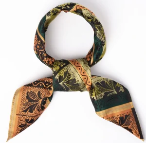 Lise silkesjal 75x75 Grønn/Orange