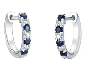 Hvitt gull øreringer m/ diamanter og safirer