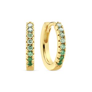 ELLERA MEDIO EARRINGS forgylt sølv m/ graderte grønne cz