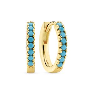 ELLERA MEDIO EARRINGS forgylt sølv m/ turkiser