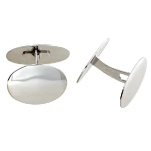 Hvitt gull mansjettknapper oval