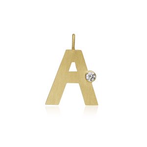 Letter Stor 18K gull bokstav m/ diamant 0,13ct  A-Z
