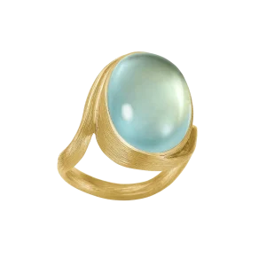 Vega Curl Ring stor gull m/ aquamarin