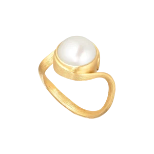 Vega Curl Ring gull m/ ferskvann perle