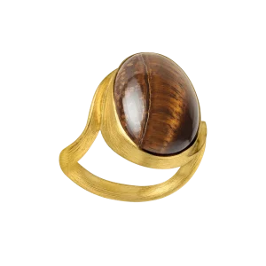 Vega Curl Ring stor gull m/ tigerøye
