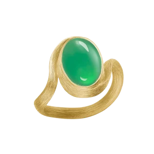 Vega Curl Ring liten gull m/ chrysopras