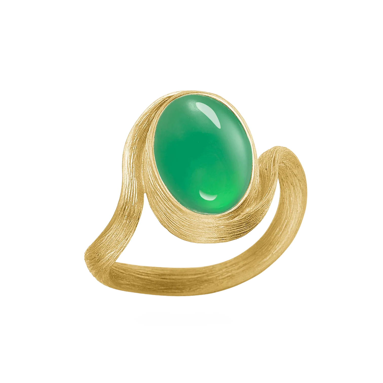 Vega Curl Ring liten gull m/ chrysopras