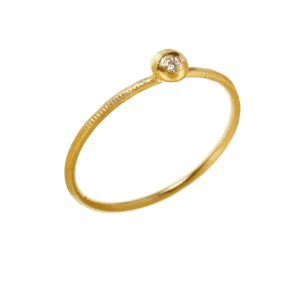 Delphis Drop 1 gull ring m/diamant