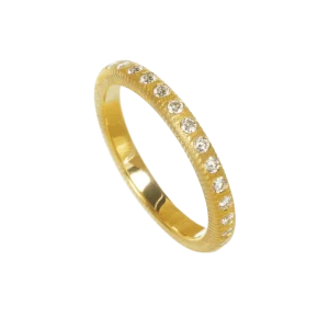 Curve Ring 2,5 mm gult gull m/ diamanter