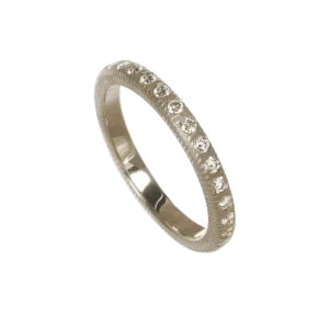 Curve Ring 2,5 mm hvitt gull m/ diamanter