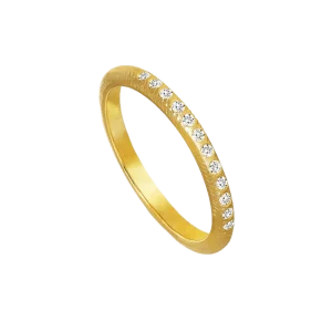 Curve Ring 2,0 mm gult gull m/ diamanter
