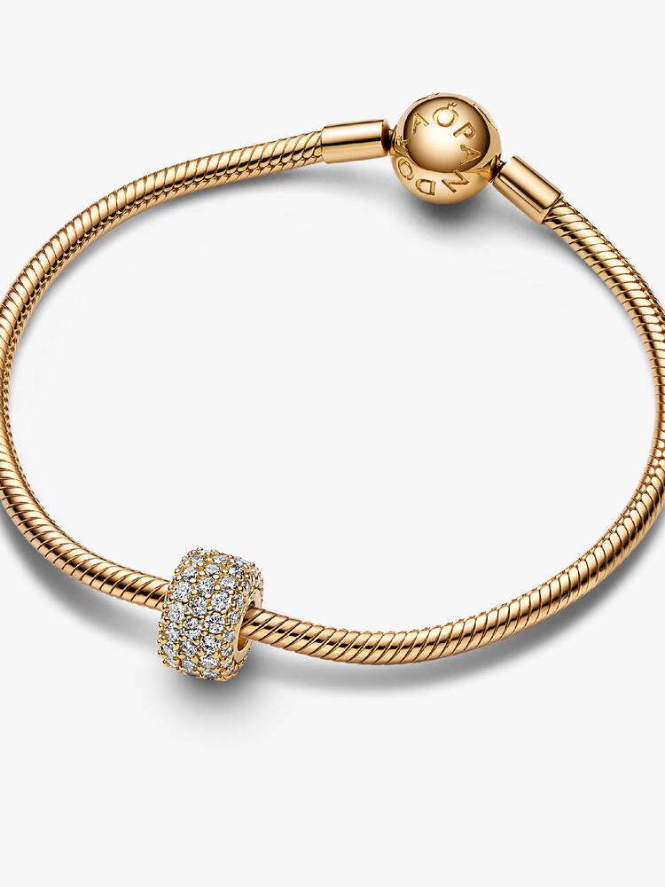 Forgylt Funklende Trippel Rad Pavé Charm - Bilde 4
