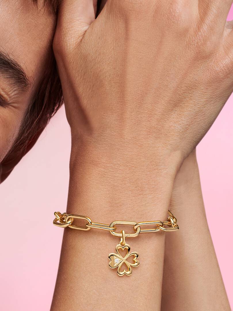 Forgylt Pandora ME Hjerte Firkløver Flat Charm - Bilde 3