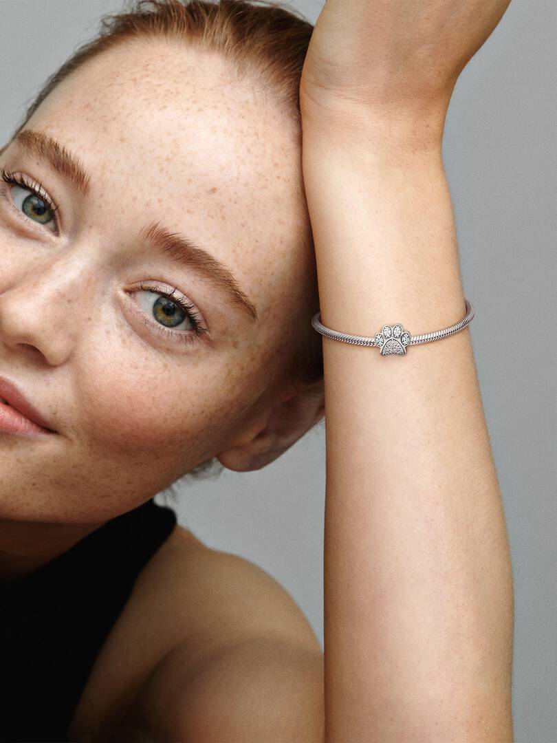 Sølv pote charm m/ cubic zirkonia - Bilde 6