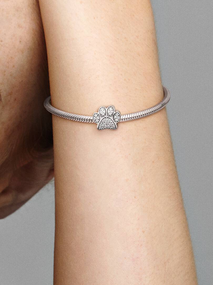 Sølv pote charm m/ cubic zirkonia - Bilde 5