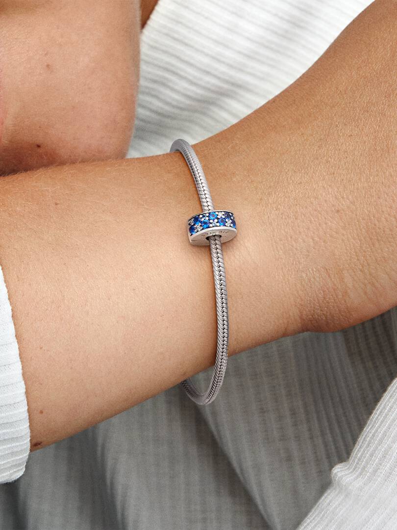 Sølv Klemmecharm Blå Pavé - Bilde 6
