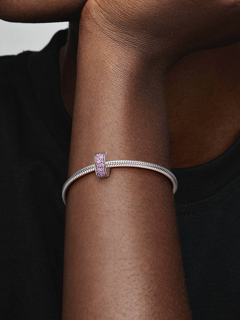 Sølv Klemmecharm Rosa Pavé - Bilde 5