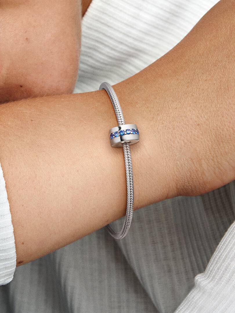 Sølv Klemmecharm Funklende blå rad - Bilde 3