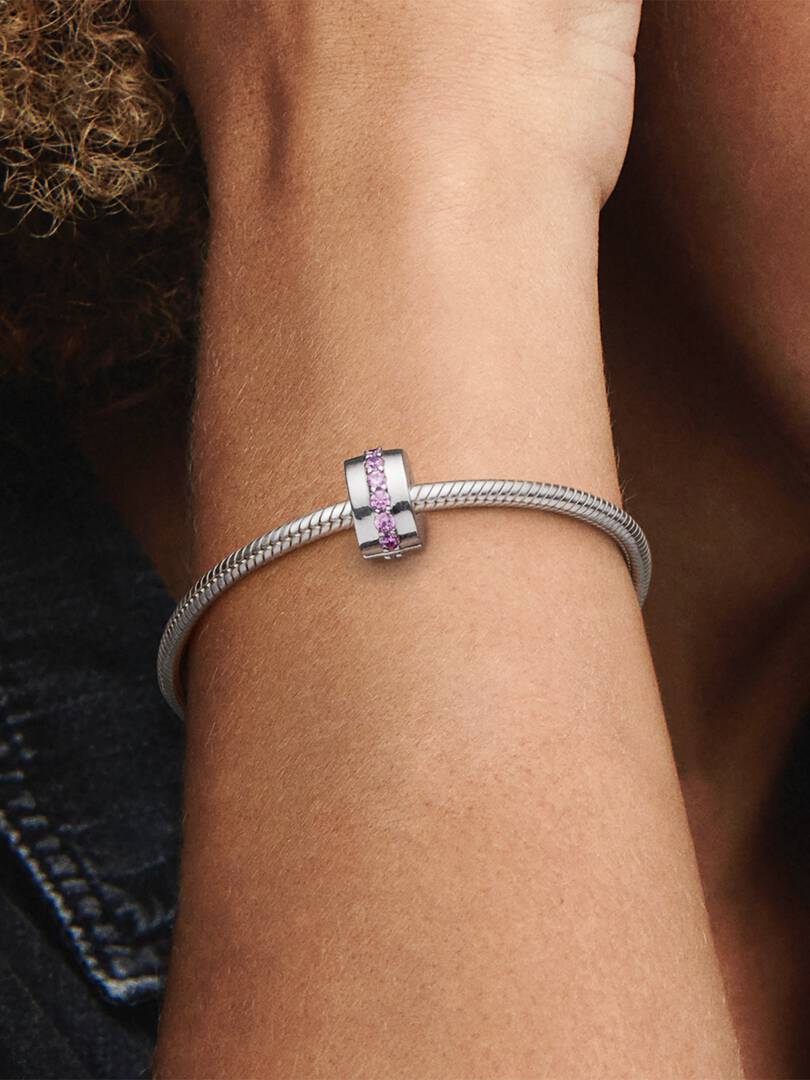 Sølv Klemmecharm Funklende rosa rad - Bilde 6