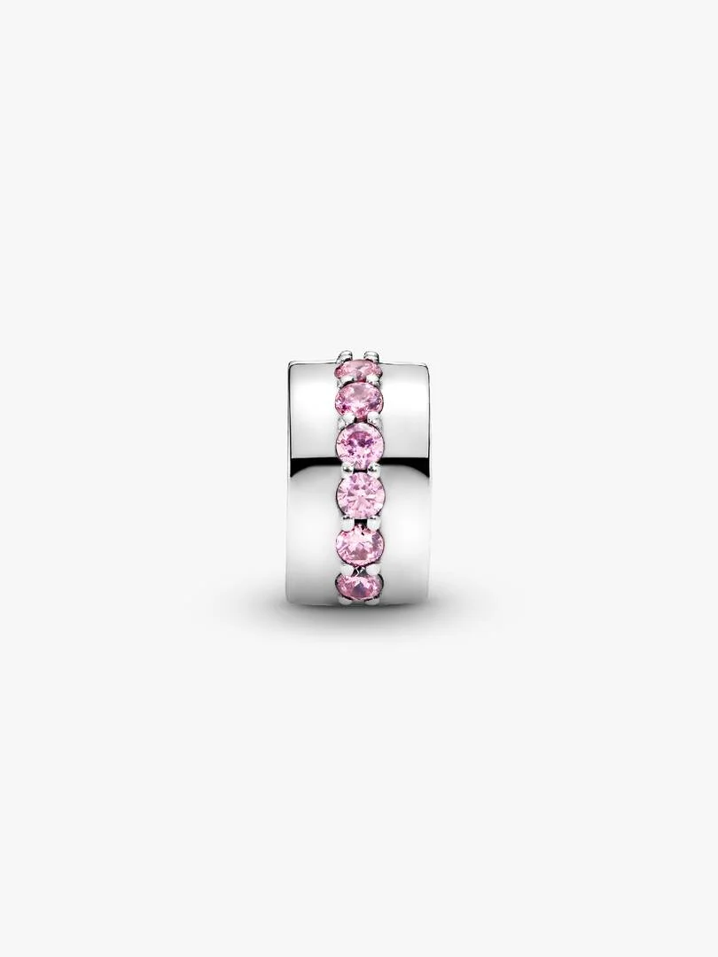 Sølv Klemmecharm Funklende rosa rad - Bilde 3