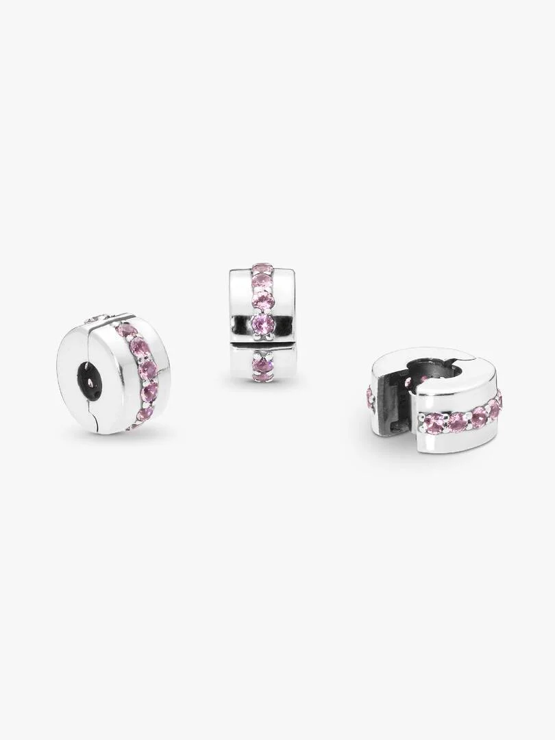 Sølv Klemmecharm Funklende rosa rad - Bilde 4