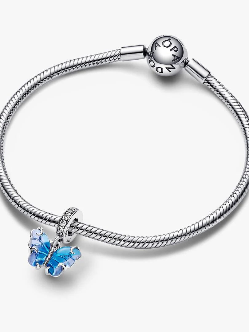 Sølv Sommerfugl Hengende Charm m/ Blå Muranoglass - Bilde 4