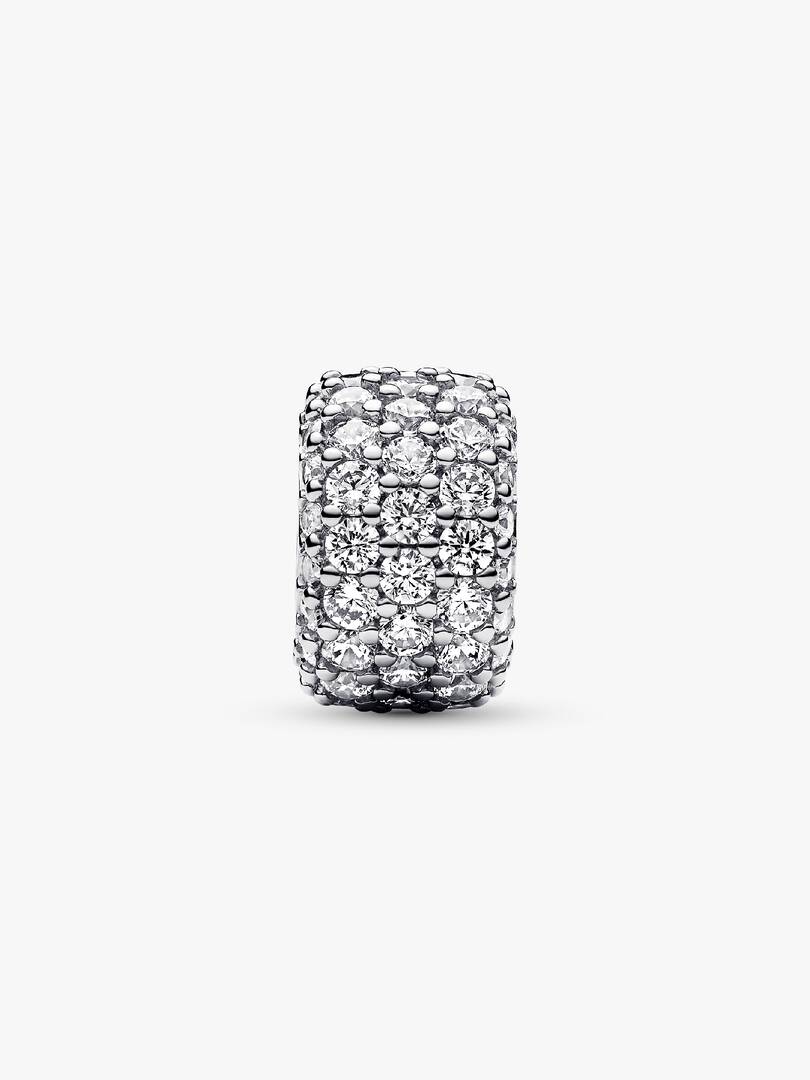 Sølv Sparkling Pavé Triple-row Charm - Bilde 2