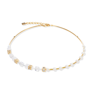 Coeur de Lion Halskjede GeoCUBE® Fusion Precious Pearl Mix gull-hvit