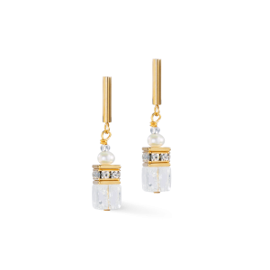 Coeur de Lion Øredobber GeoCUBE® Fusion Precious Pearl Mix gull-hvit