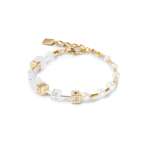 Coeur de Lion Armbånd GeoCUBE® Fusion Precious Pearl Mix gull-hvit