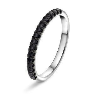 EC1914 Ring i gull med sort diamant 0,27 ct, hvitt gull