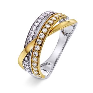 EC1914 Ring i tofarget gull med diamant 0,50 ct WSI