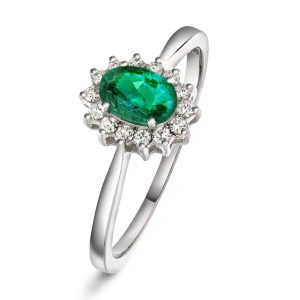 EC1914 Ring i gull med diamant 0,14 ct WSI, hvitt gull