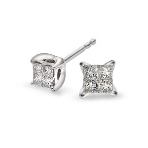 EC1914 Øredobber i gull med diamant 0,25 ct WSI, hvitt gull