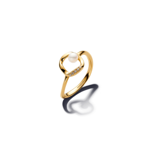 Pandora Organisk Formet Pavé Sirkel og Behandlet Ferskvannskulturperle Ring