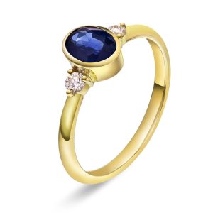 EC1914 Ring i gull med diamant 0,14 WSI, gult gull