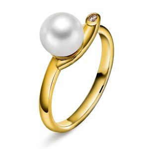 EC1914 Ring i gull med diamant 0,02 ct WSI, gult gull