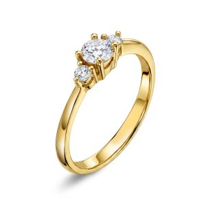 EC1914 Ring i gull med diamant 0,40 ct WSI, gult gull